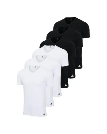Set de tricouri de casa cu decolteu in V - 6 piese, Alb/Negru