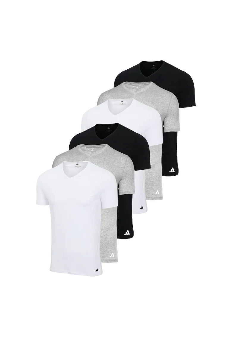 Set de tricouri de casa cu decolteu in V - 6 piese, Alb/Negru/Gri