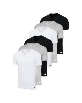 Set de tricouri de casa cu decolteu in V - 6 piese, Alb/Negru/Gri