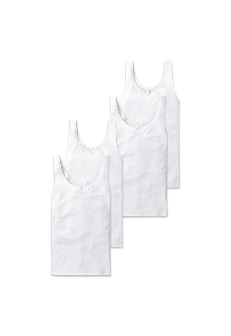 Set de top-uri cu model uni si decolteu adanc - 4 piese, Alb