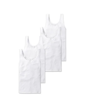 Set de top-uri cu model uni si decolteu adanc - 4 piese, Alb
