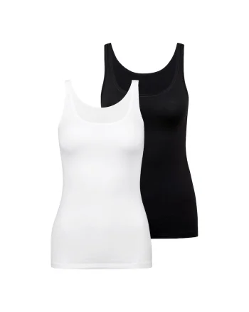 Set de top-uri de casa slim fit - 2 piese, Alb/Negru