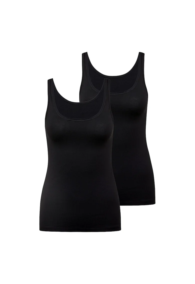 Set de top-uri de casa slim fit - 2 piese, Negru