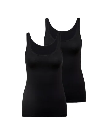 Set de top-uri de casa slim fit - 2 piese, Negru