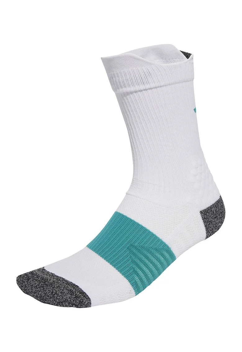 Sosete unisex cu logo pe partea din spate, pentru alergare, Alb/Verde/Gri