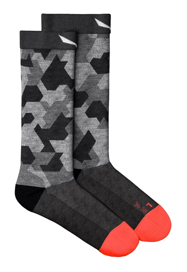 Sosete dama  Pedroc Camo Merino Crew, Negru/Gri