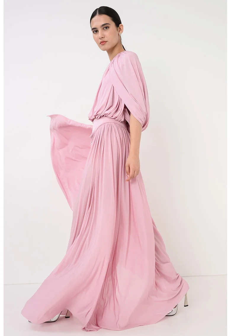 Fusta maxi cu pliuri Alchemy, Roz deschis