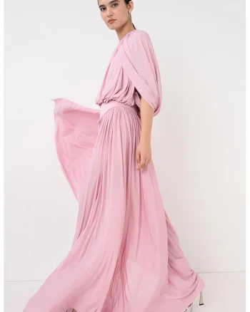 Fusta maxi cu pliuri Alchemy, Roz deschis