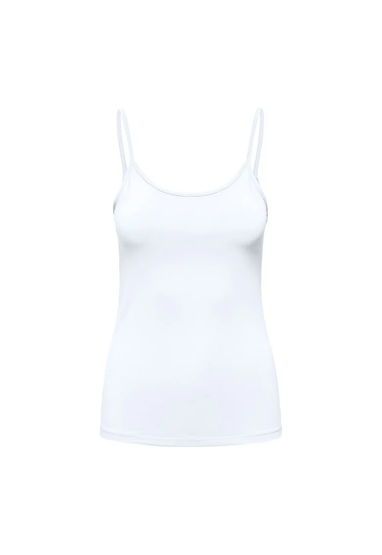 Top slim-fit cu model uni, Alb