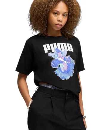 Tricou  Graphic Relaxed Flower 63081, Negru