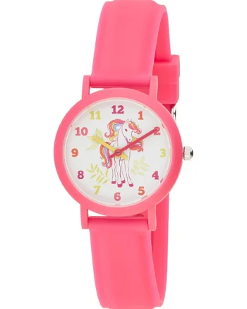 Ceas quartz cu tematica unicorn, Roz aprins