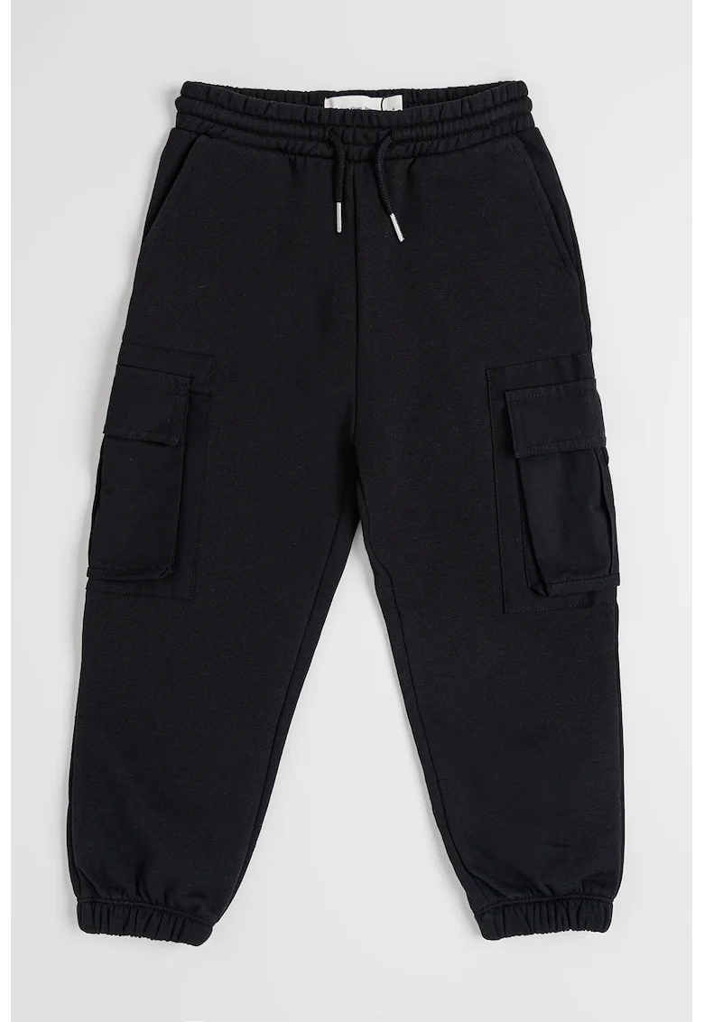 Pantaloni cargo cu croiala conica, Negru