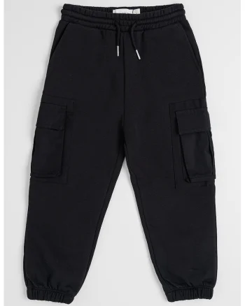 Pantaloni cargo cu croiala conica, Negru