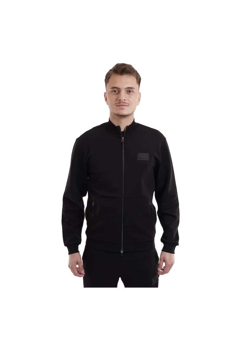 Bluza Barbati  7M000093 – Design Modern cu Fermoar Dublu Cursor, Negru