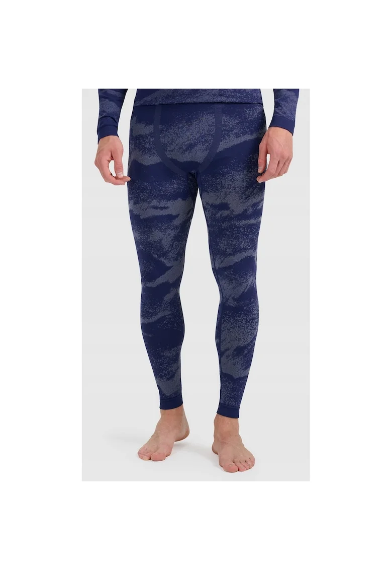 Pantaloni sport barbati  lenjerie termoactiva fara cusaturi, bleumarin, poliester 146081, Albastru