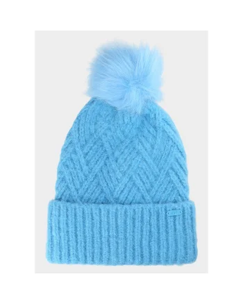 Caciula Fetite Albastra cu Ciucure Faux Blana si Margine Indoita, Croiala Beanie, Material Sintetic, Usor de Intretinut -  Junior SPORTSTYLE