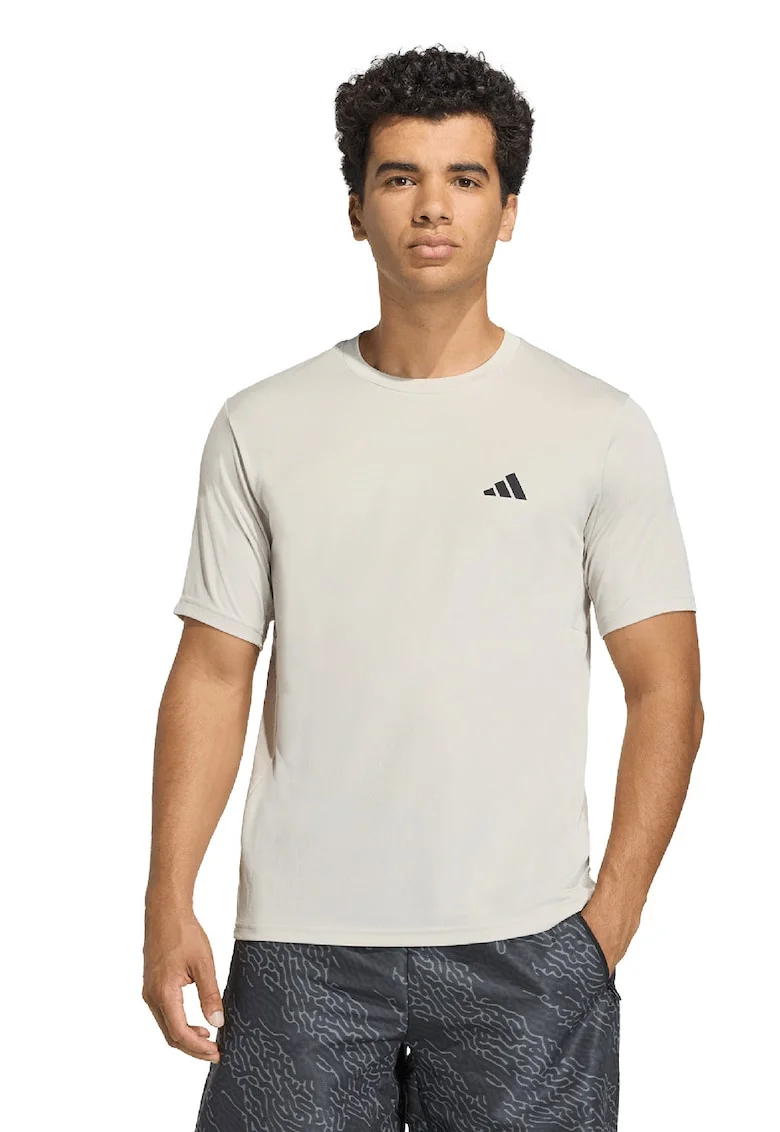 Tricou cu decolteu rotund, pentru fitness, Negru/Maro deschis