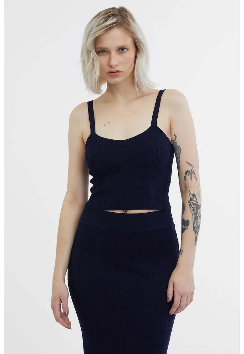 Top crop uni, Albastru ultramarin