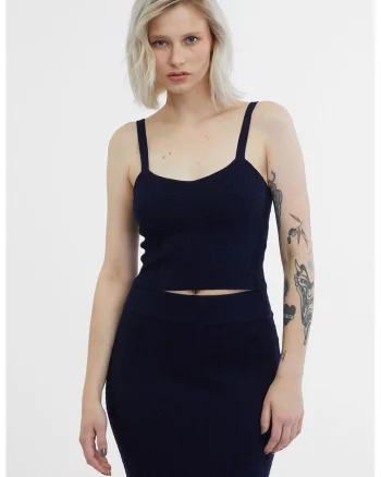 Top crop uni, Albastru ultramarin