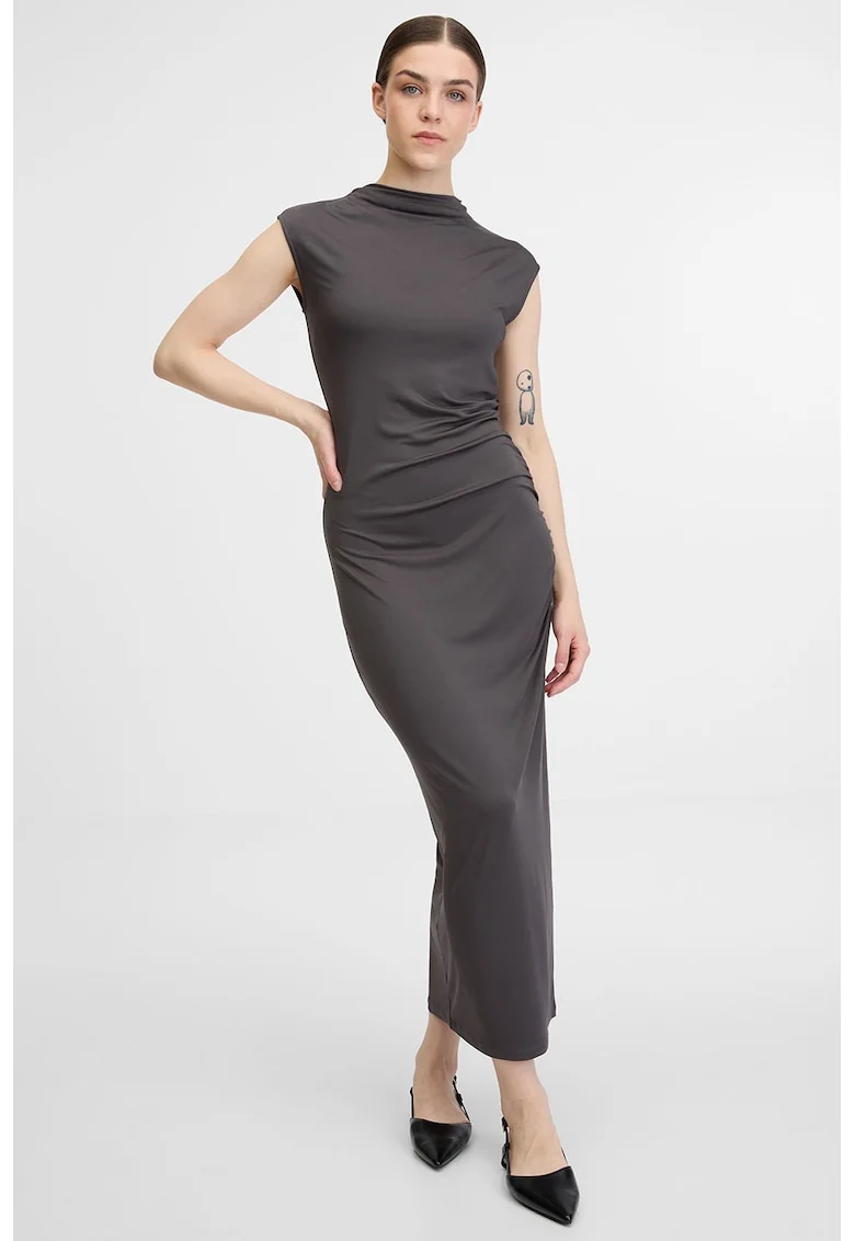 Rochie lunga cu volane, Gri antracit