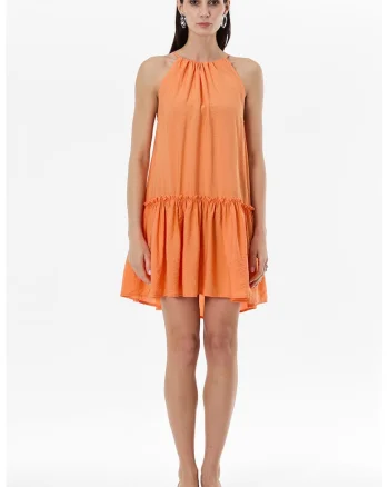 Rochie mini cu decolteu american, Portocaliu