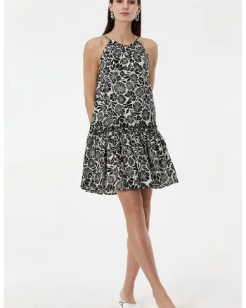 Rochie mini cu decolteu american, Alb/Negru