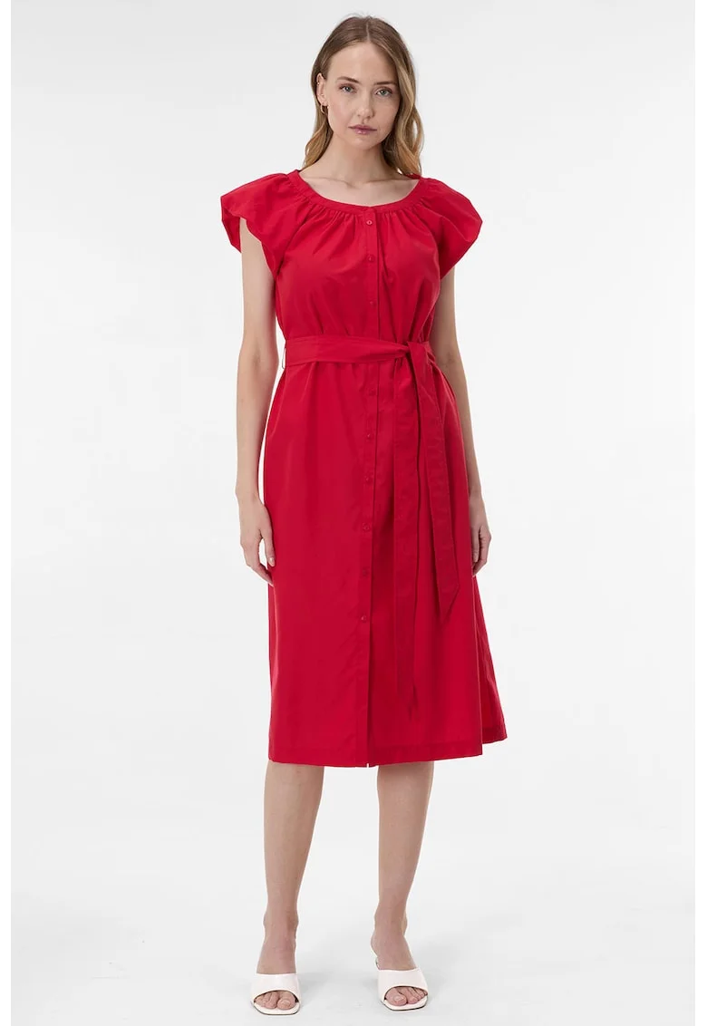 Rochie-camasa cu maneci bufante, Rosu cireasa