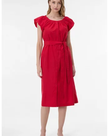 Rochie-camasa cu maneci bufante, Rosu cireasa