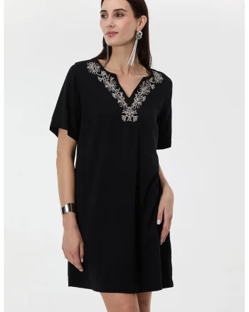 Rochie mini cu broderie, Negru