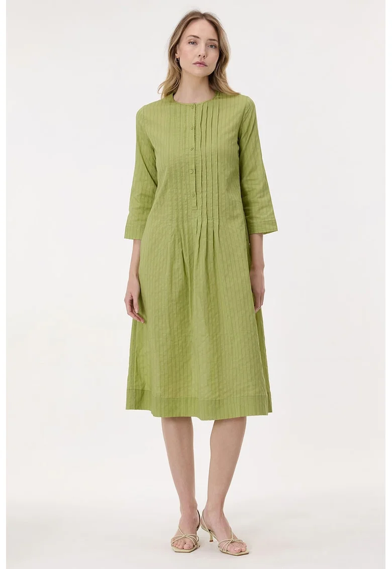 Rochie midi de bumbac, Masliniu deschis