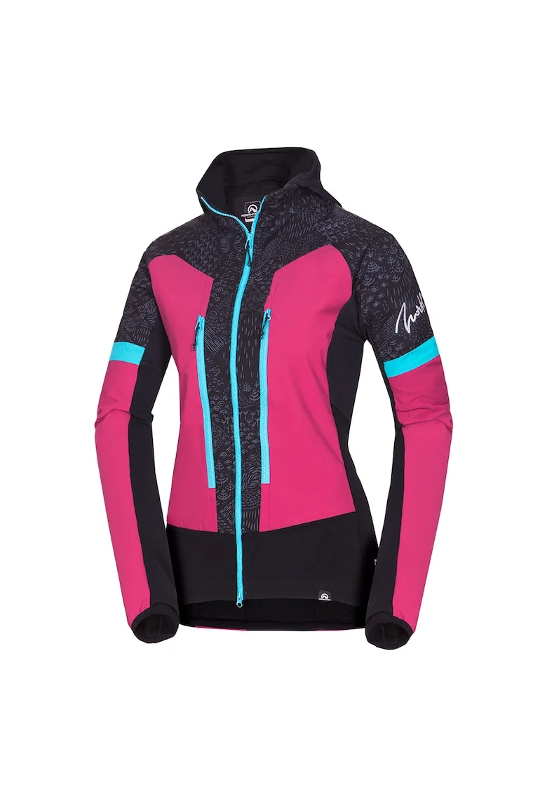 Women's hybrid ski-touring jacket Polartec® KRIZNA 1, Negru/Cherry