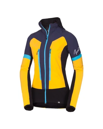Women's hybrid ski-touring jacket Polartec® KRIZNA 1, Negru/Galben
