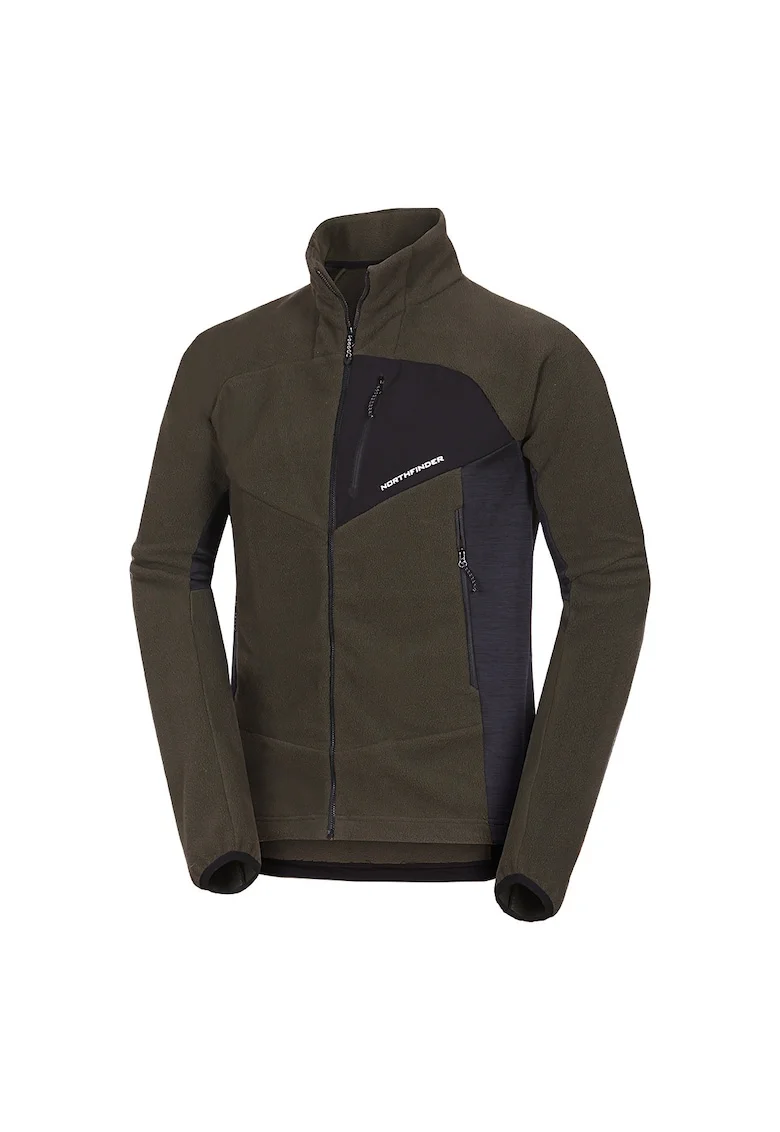 Men's fleece multisport active sweater JEDRZEJ, Verde inchis