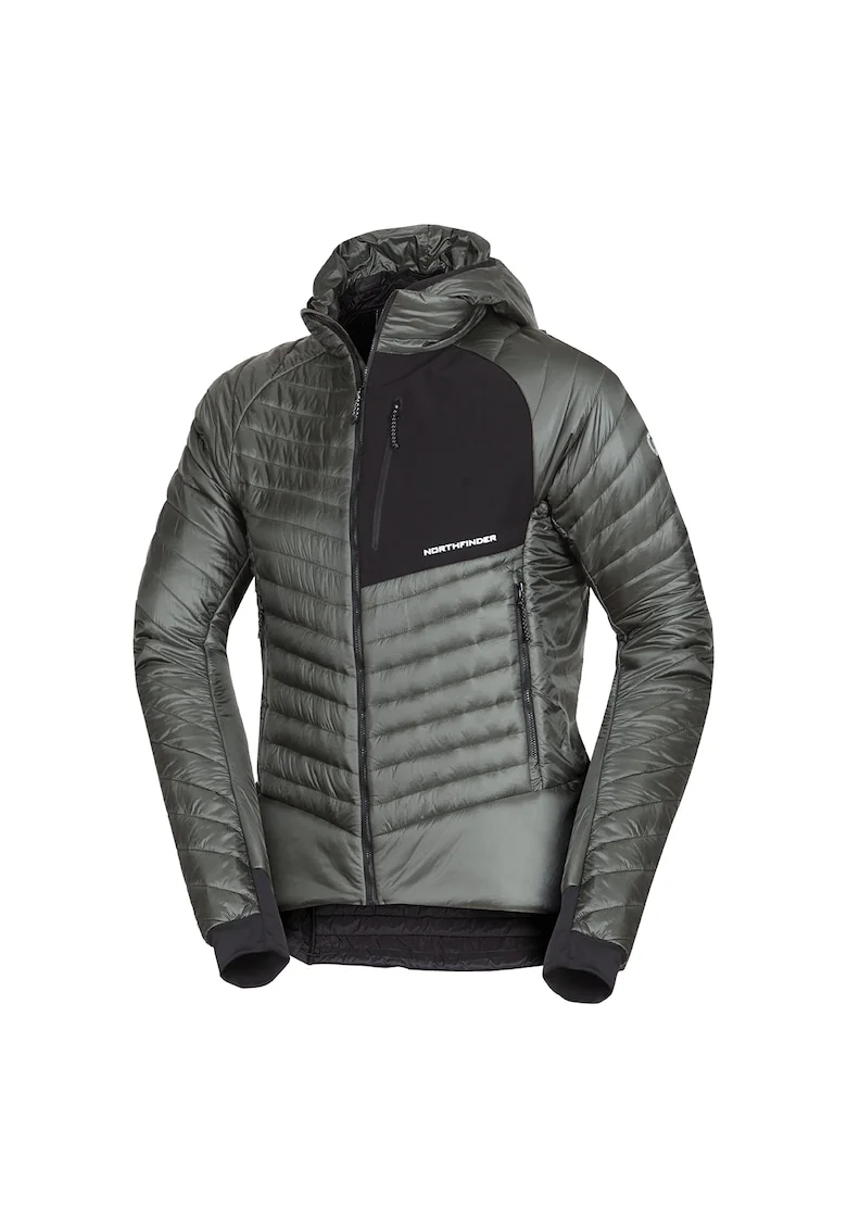 Men's outdoor lightweight insulated jacket BALINT, Negru/Verde inchis