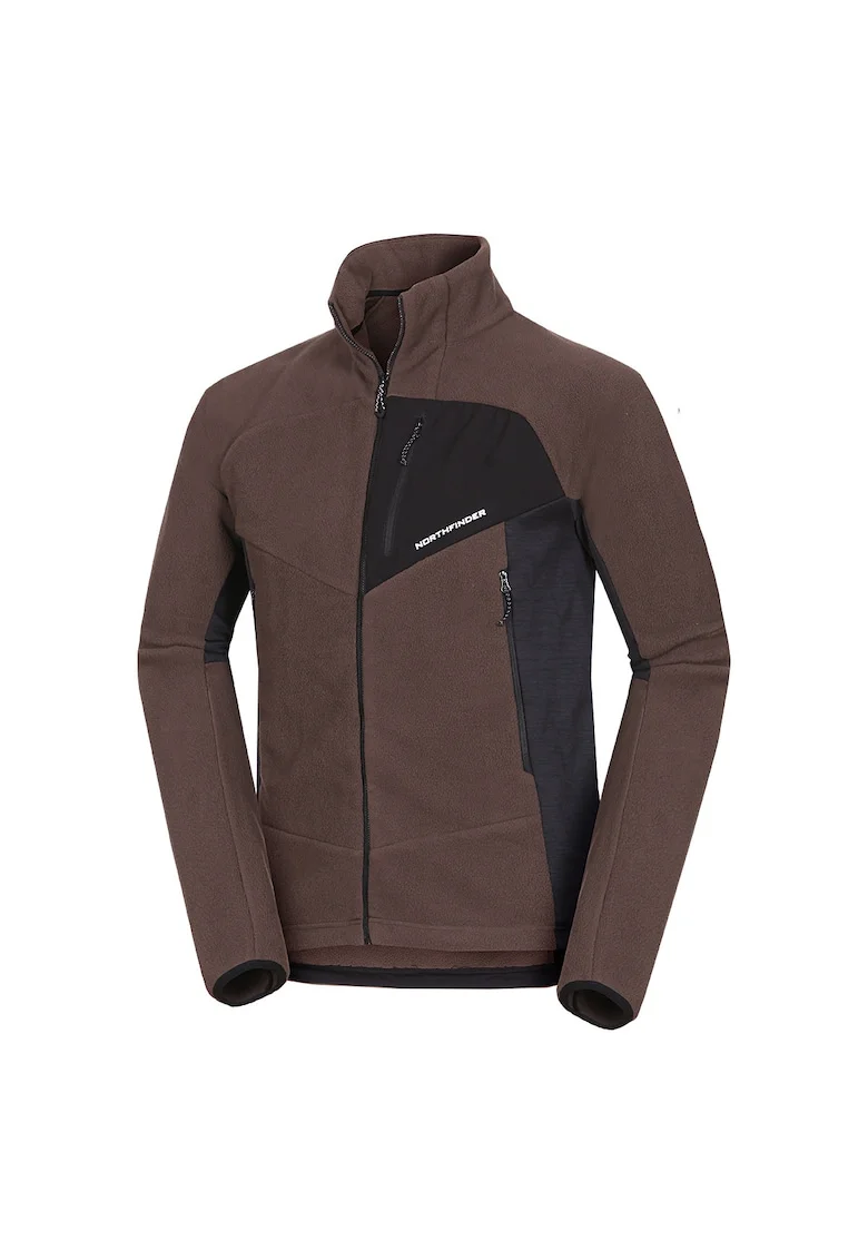 Men's fleece multisport active sweater JEDRZEJ, Maro inchis