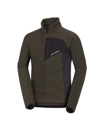 Men's fleece multisport active sweater JEDRZEJ, Negru/Verde inchis