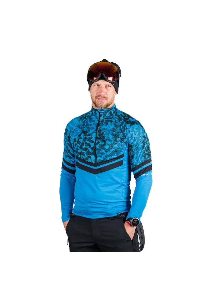 Men's ski technical sweater BERTI, albastru/negru