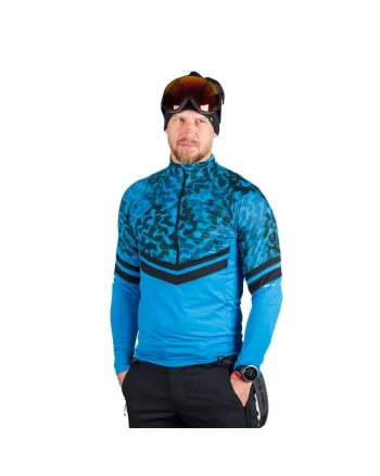 Men's ski technical sweater BERTI, albastru/negru