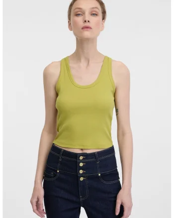 Top crop din amestec de bumbac, Masliniu deschis