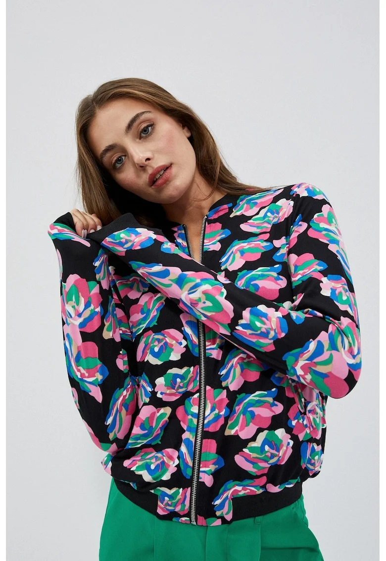 Jacheta bomber cu imprimeu floral, Multicolor