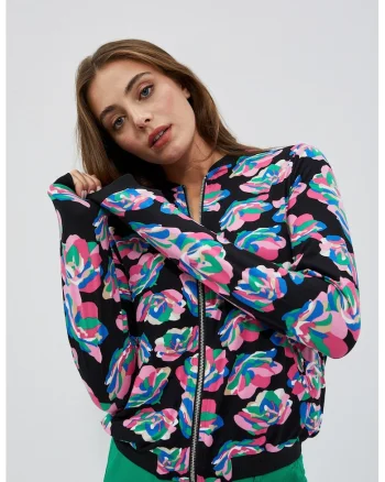 Jacheta bomber cu imprimeu floral, Multicolor
