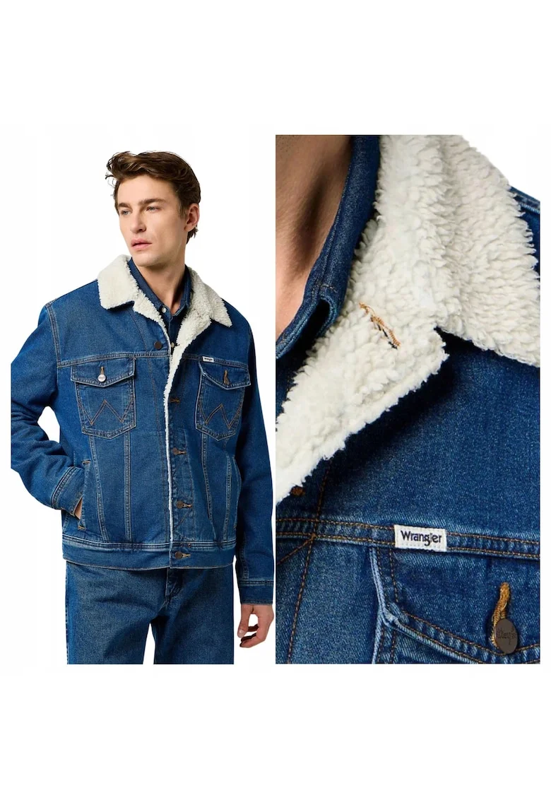 Jacheta Barbati,  Marimea 3Xl, Albastru, Sherpa Classic Jacket, Regular Fit, Inchidere Nasturi, Material 100% Bumbac