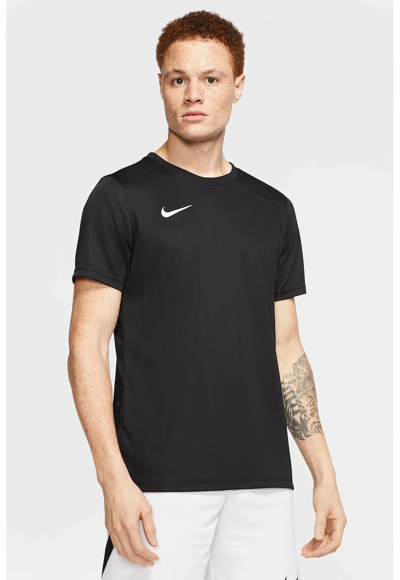 Tricou cu tehnologie Dri-Fit pentru fotbal, Negru