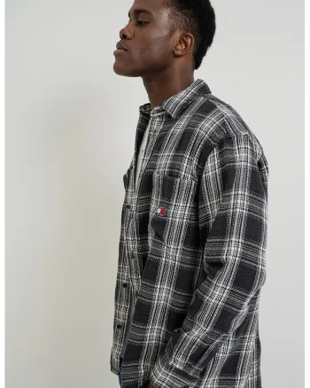 Camasa relaxed fit in carouri, Alb/Negru stins