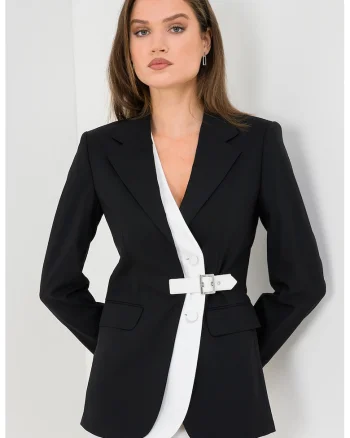 Sacou din amestec de lana, Negru