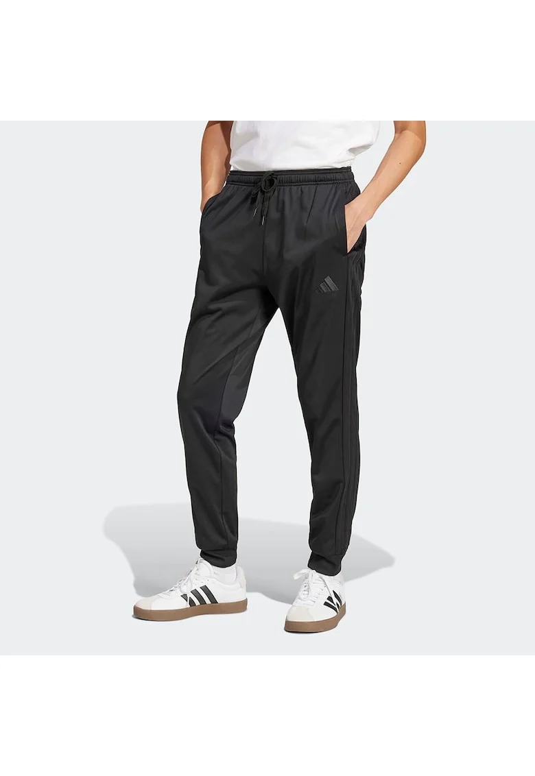 Pantaloni sport barbati,  3 dungi, confortabili, negri, din materiale reciclate