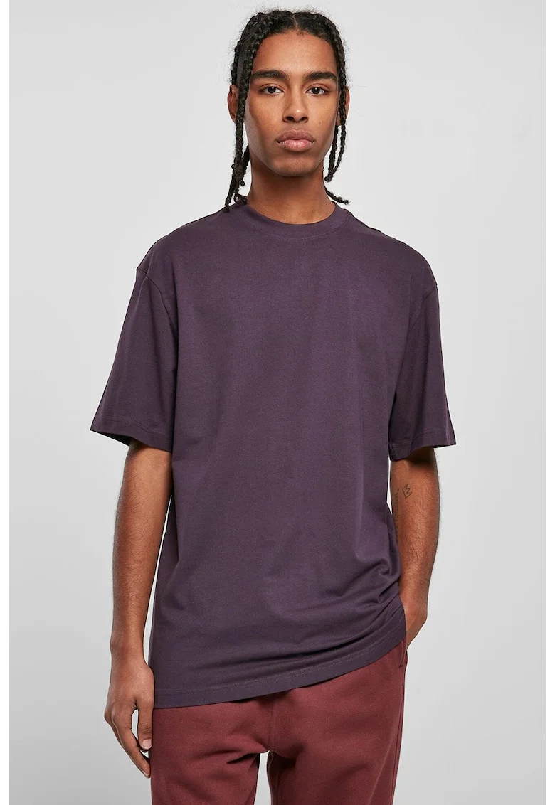 Tricou din bumbac cu decolteu la baza gatului