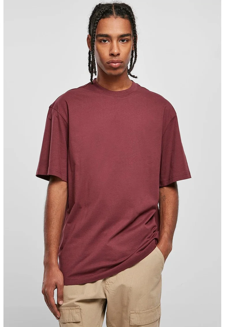 Tricou din bumbac cu decolteu la baza gatului