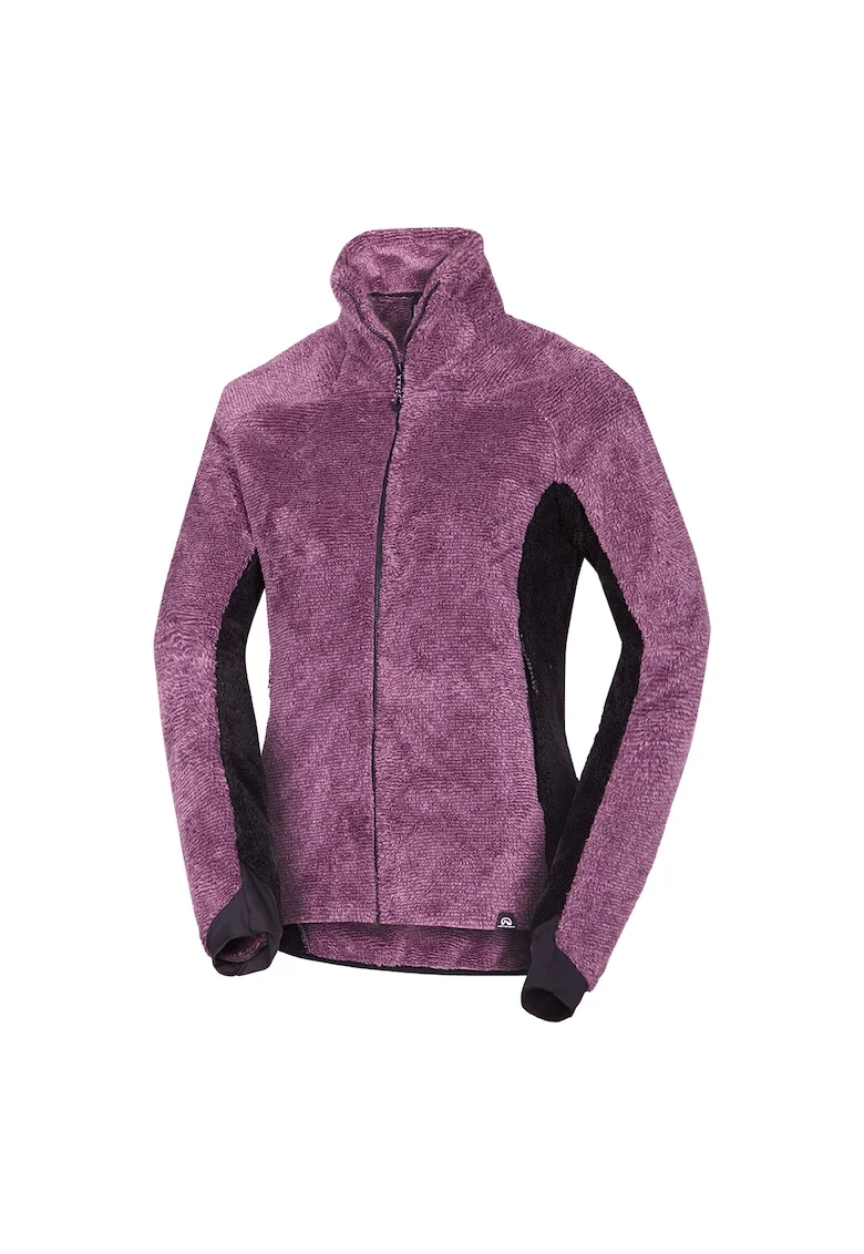 Jacheta din fleece cu fermoar si buzunare cu fermoar, pentru drumetii Melisa, Bordeaux,