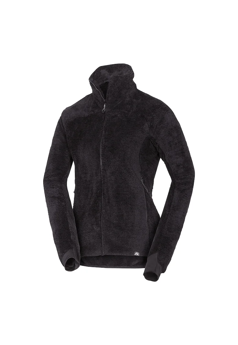 Jacheta din fleece cu fermoar si buzunare cu fermoar, pentru drumetii Melisa, Negru,